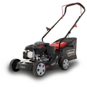 Scheppach Tondeuse à gazon thermique MP132-40 - 3,4 CV - Largeur de coupe 40 cm - Réglage hauteur de coupe sur 3 positions - Panier de ramassage de 35 L - Grandes roues - Huile incluse