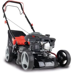 Scheppach Tondeuse à gazon thermique MS150-42 - Tondeuse autotractée 2,6 kW/3,7 CV - Largeur de coupe 42 cm - Raccord de nettoyage - Panier de 45 l - Hauteur réglable sur 7 niveaux - Huile incluse