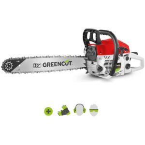 Tronconneuse 62cc 3,8cv moteur à essence 2 temps,
                    épée de 20 pouces, 76 dents, guidon ergonomique - GS620X Greencut